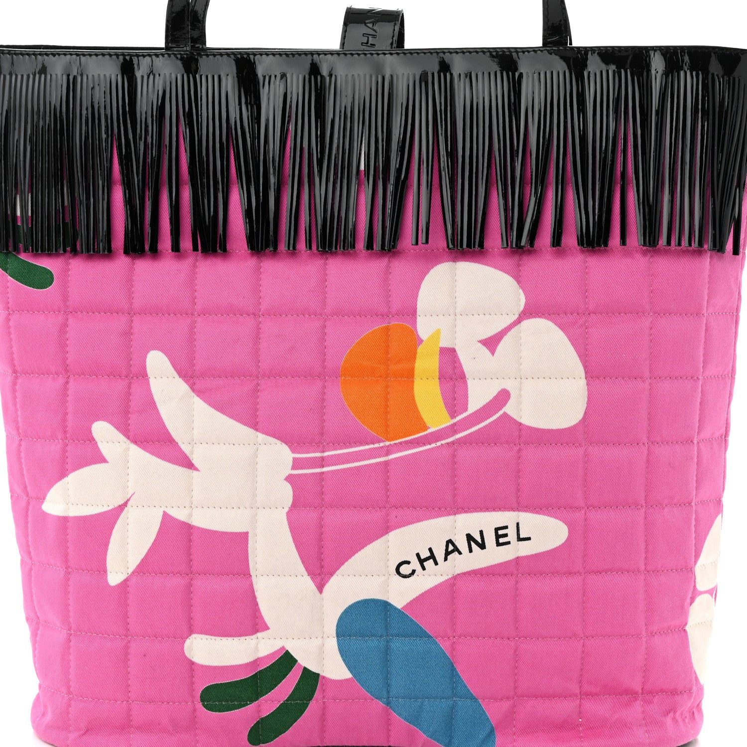 Chanel Canvas Patent Large Fringe Tote Pink 8 of 10