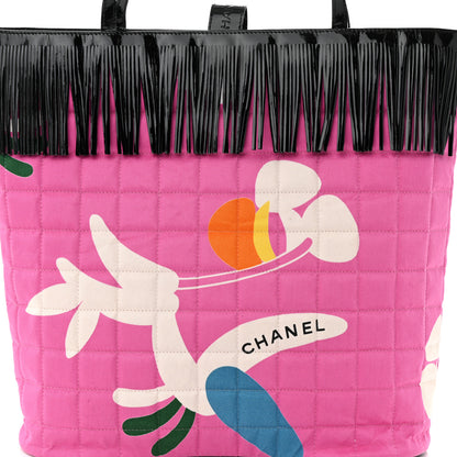 Chanel Canvas Patent Large Fringe Tote Pink 8 of 10