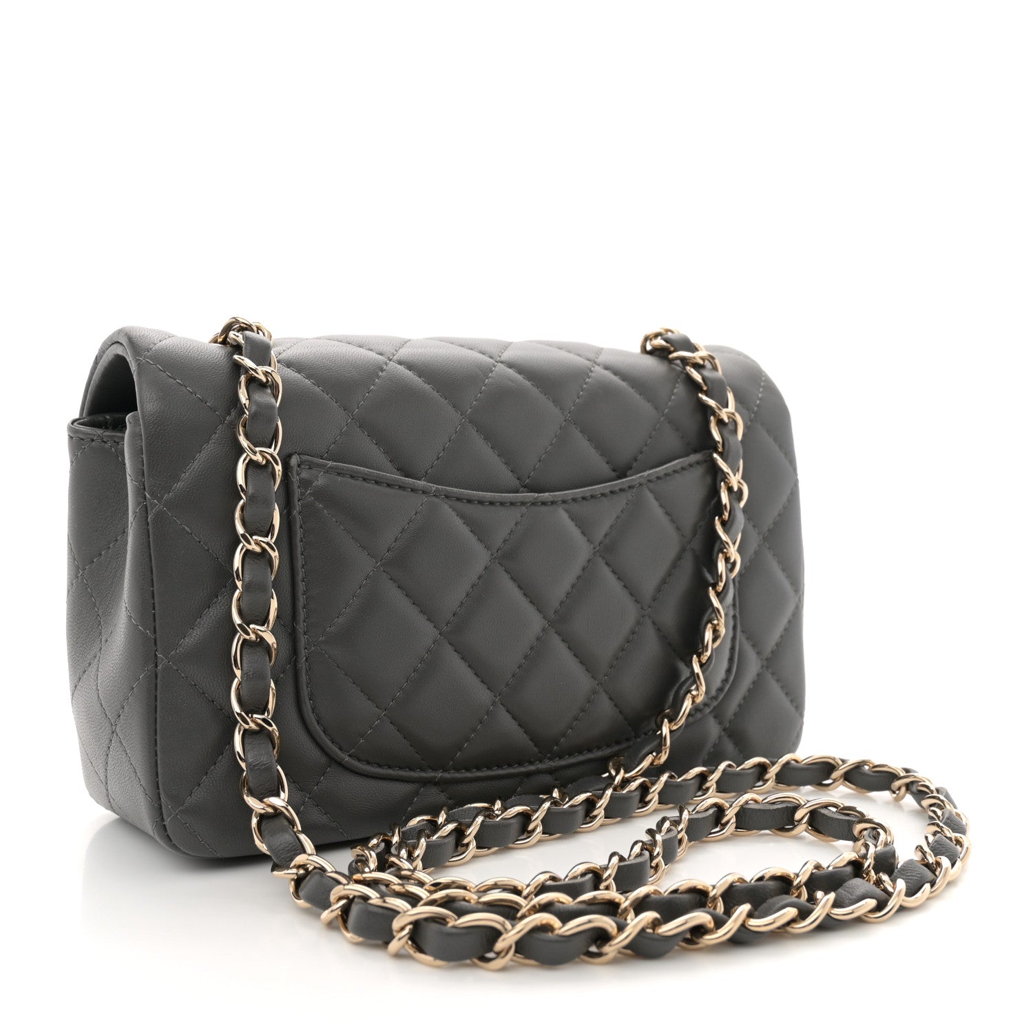 Chanel Lambskin Quilted Mini Rectangular Flap Dark Grey 3 of 11