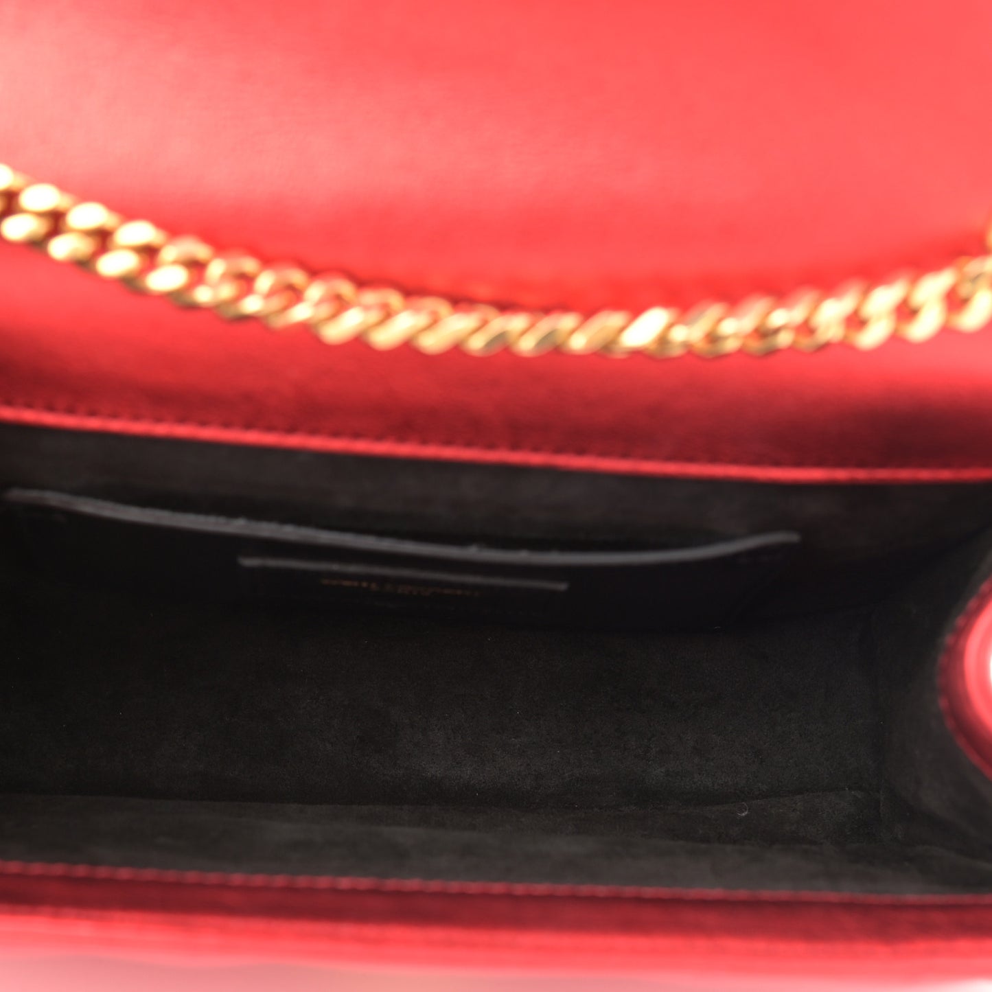 Metallic Matelasse Chevron Small Monogram Chain Shoulder Bag Red