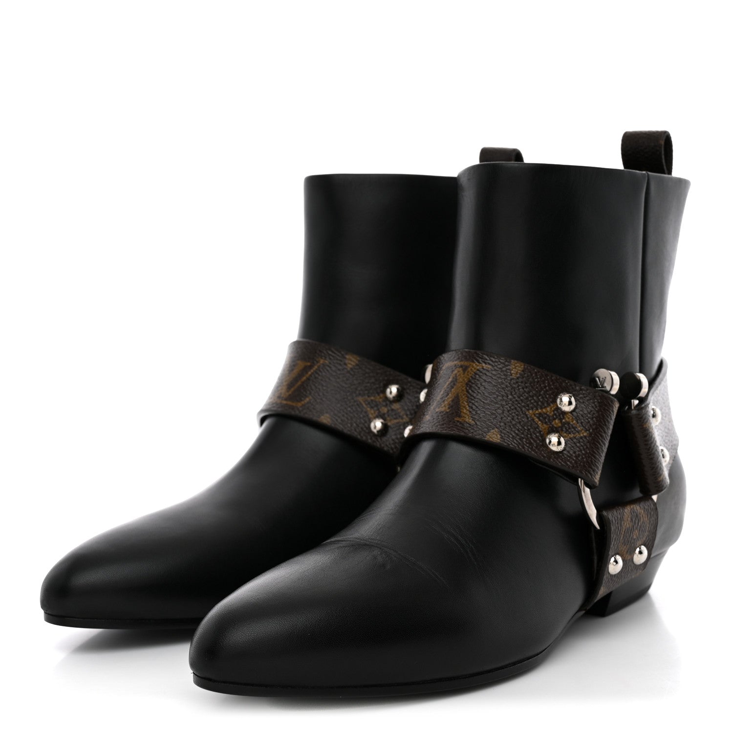 Louis Vuitton Calfskin Monogram Rhapsody Ankle Boots 38 Black 4 of 11