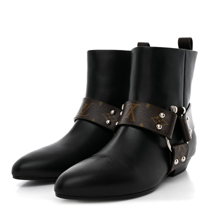 Louis Vuitton Calfskin Monogram Rhapsody Ankle Boots 38 Black 4 of 11