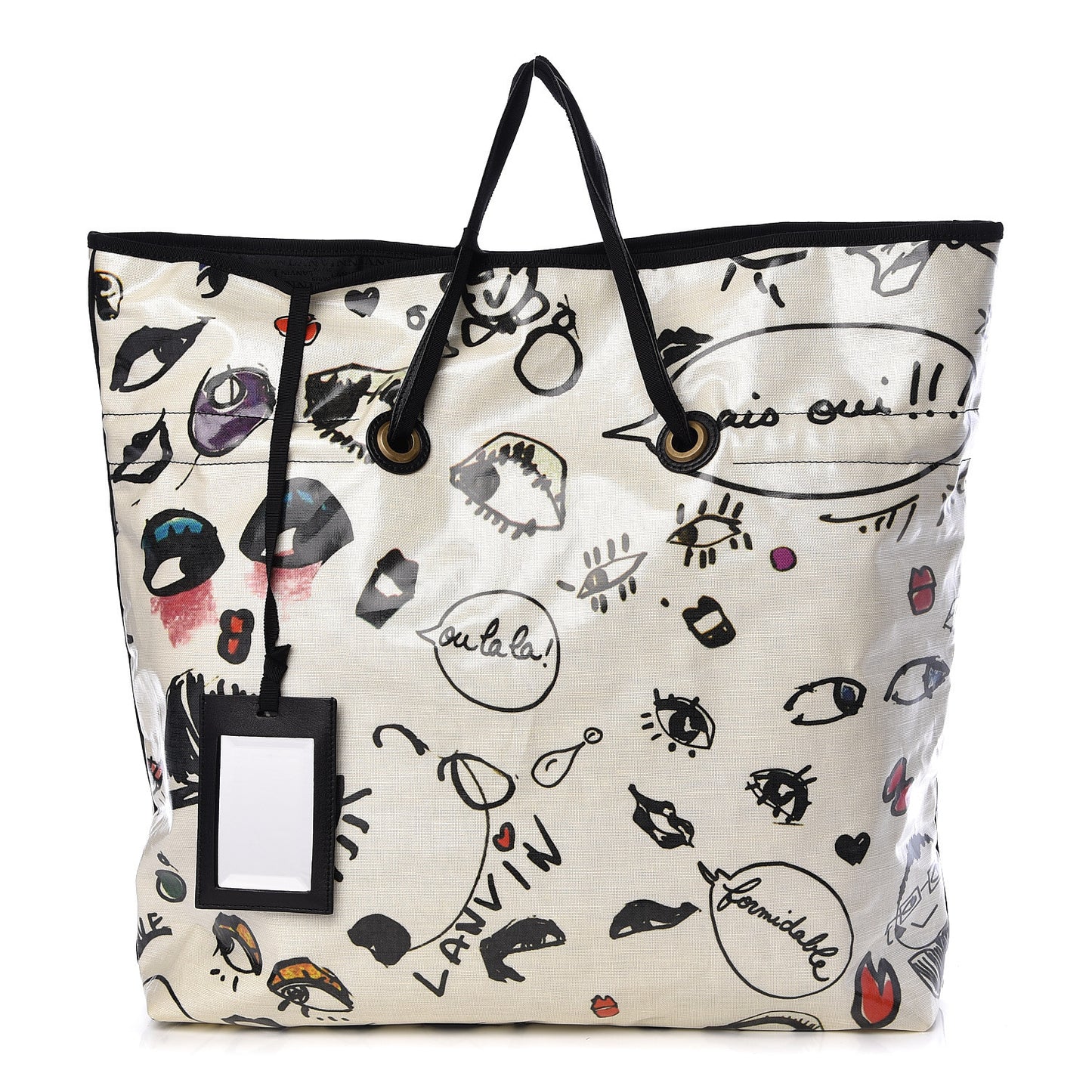 Canvas Face Printed Shopper Tote Black White