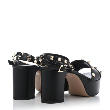 Valentino Garavani Calfskin Rockstud 35/75mm Platform Sandals 37 Black 3 of 4