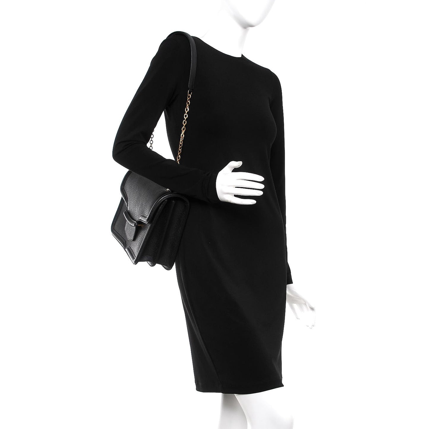 Calfskin Heroine Chain Satchel Black
