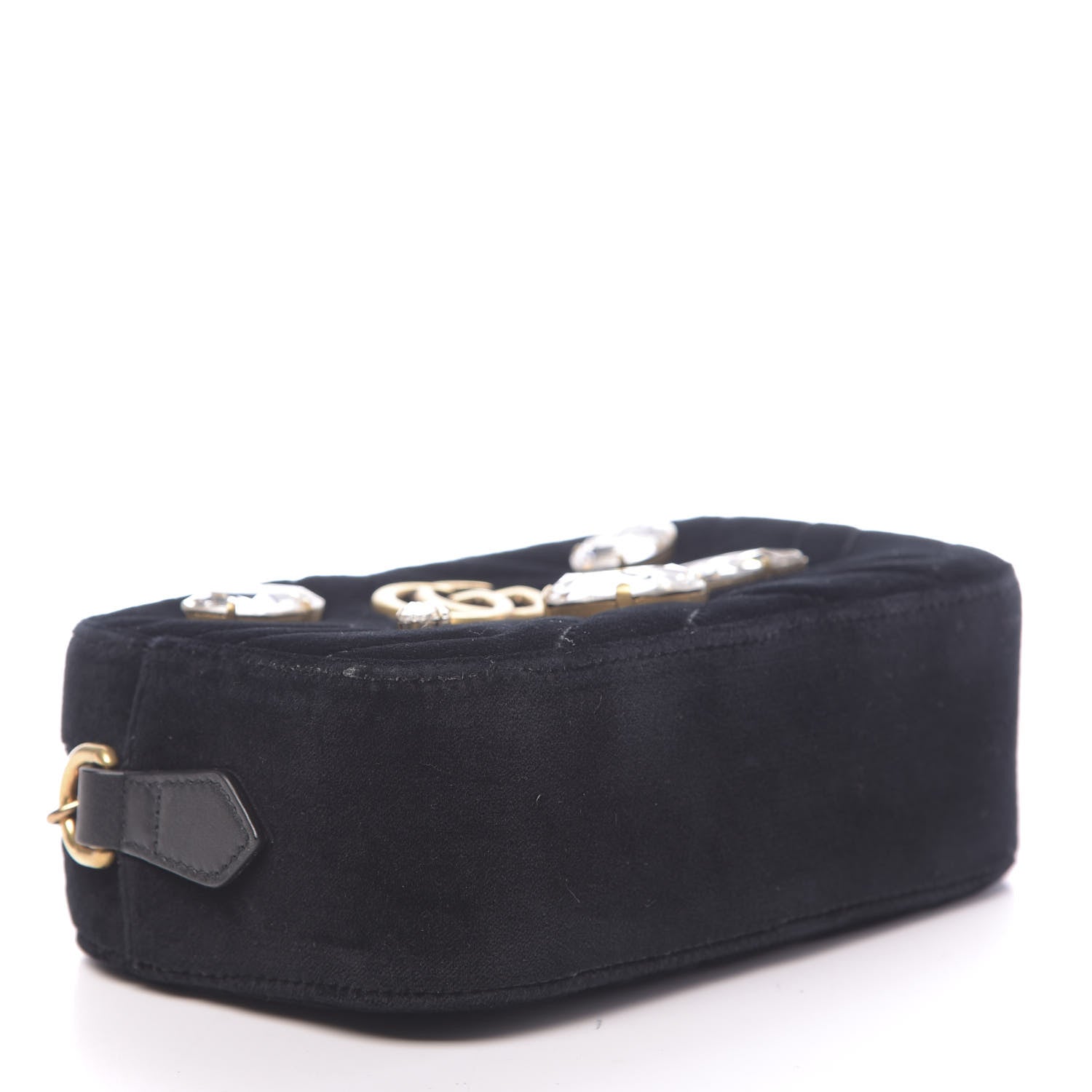 Gucci Velvet Matelasse Marquise Crystals Mini GG Marmont Chain Shoulder Bag Black 4 of 10