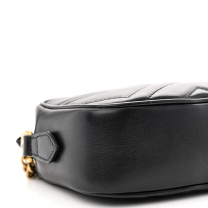 Gucci Calfskin Matelasse Mini GG Marmont Chain Shoulder Bag Black 10 of 12