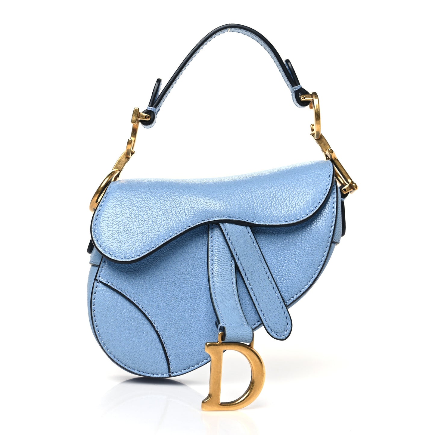 Goatskin Micro Saddle Bag Cloud Blue