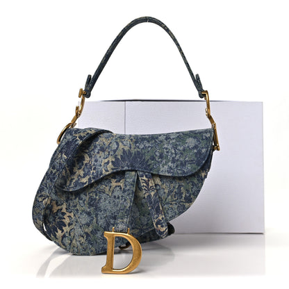Christian Dior Denim Brocart Embroidered Saddle Bag Blue 11 of 11