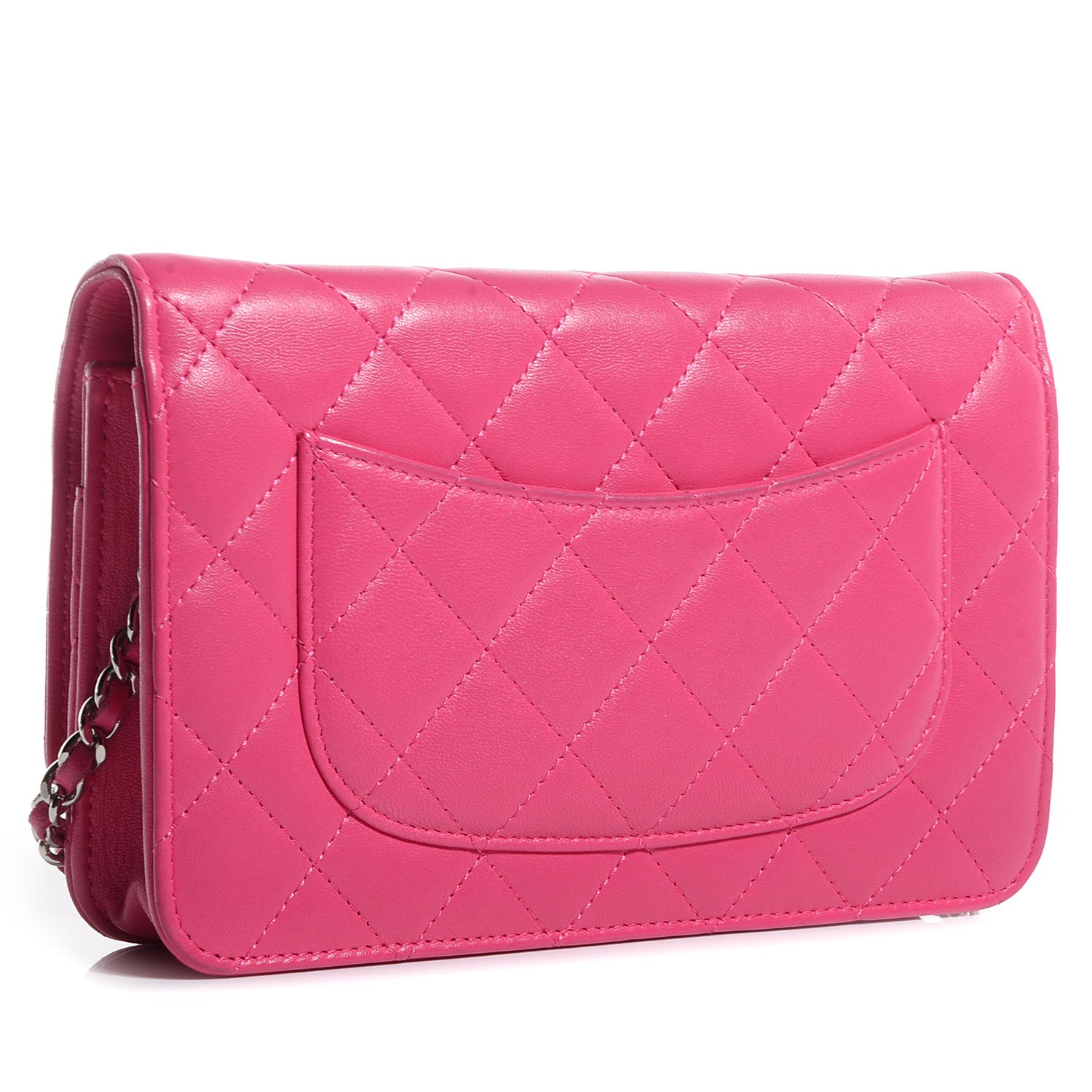 Chanel Lambskin Quilted Wallet On Chain WOC Dark Pink 3 of 9