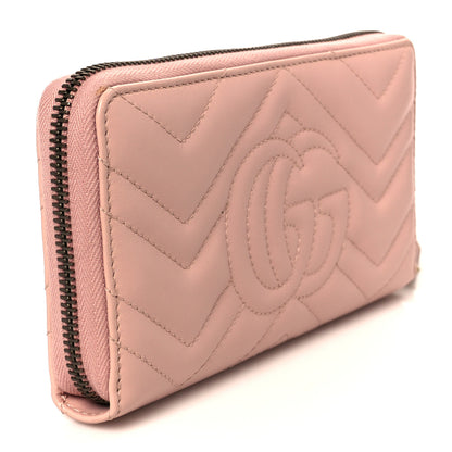 Gucci Calfskin Matelasse GG Marmont Zip Around Wallet Perfect Pink 3 of 9
