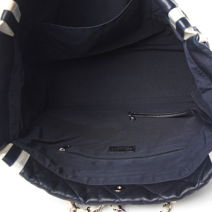 Chanel Lambskin Quilted Lido Shopping Tote Dark Navy Blue 4 of 12