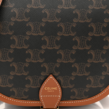 Celine Triomphe Canvas Medium Folco Bag Tan 7 of 9