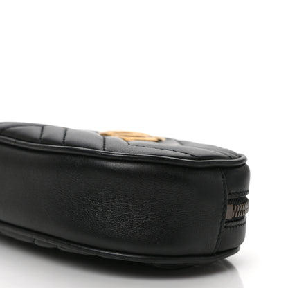 Gucci Calfskin Matelasse GG Marmont Belt Bag 85 34 Black 9 of 10
