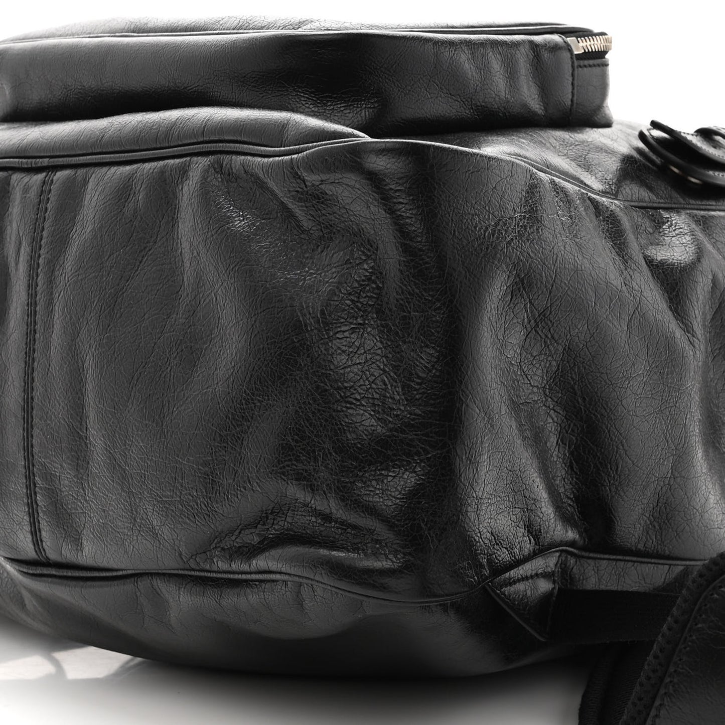 Fluffy Calfskin Mesh Nylon Medium Morpheus Double Buckle Backpack Black