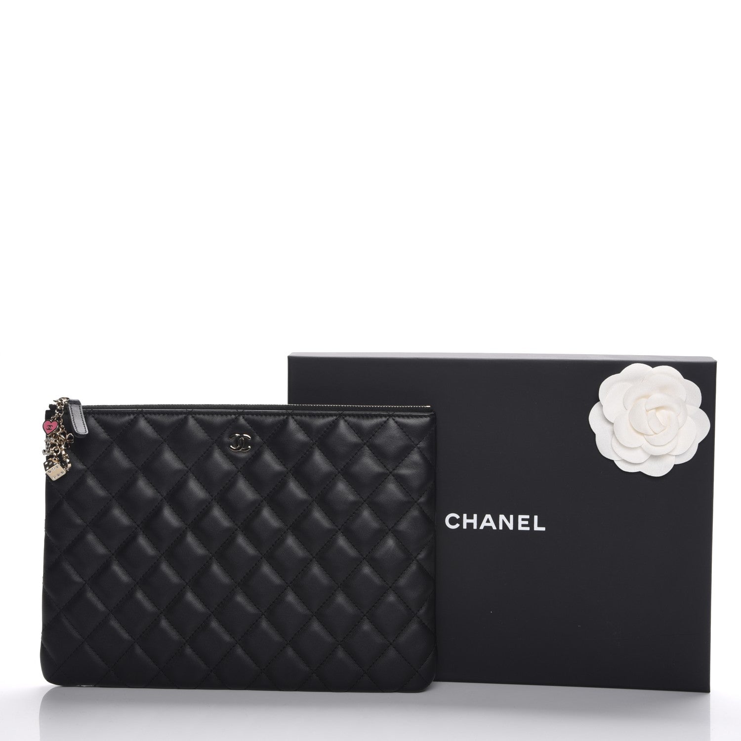 Chanel Lambskin Quilted Medium Casino Beauty CC Cosmetic Case Black 8 of 8