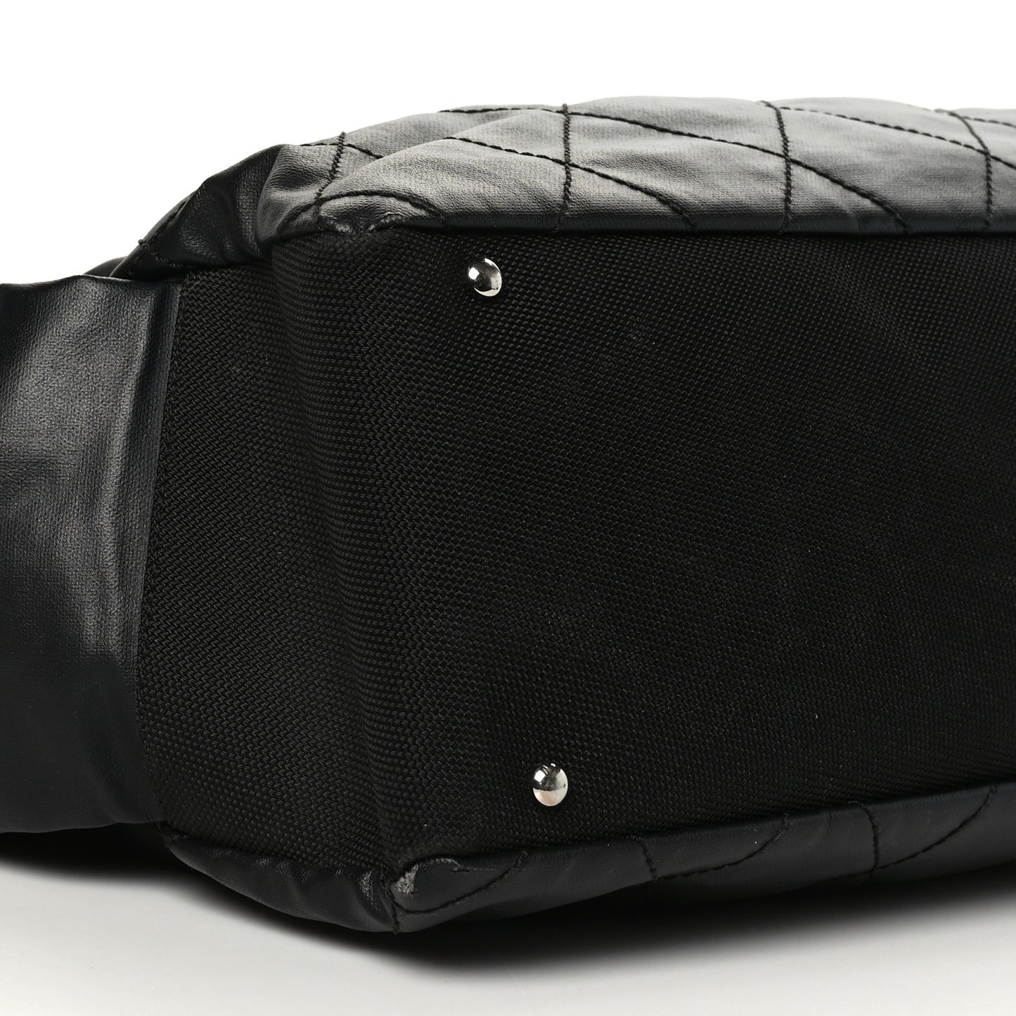 Coated Canvas Stitched XL Paris Biarritz Tote Black