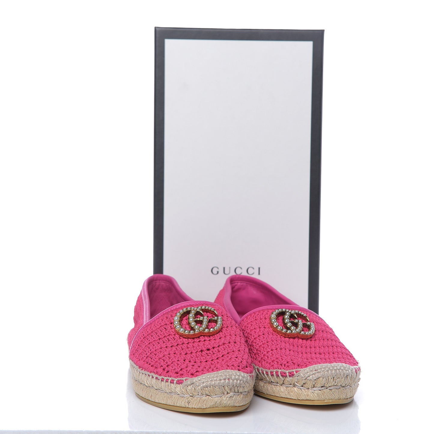 Cotton Crochet Pearly GG Marmont Espadrilles 37 Cyclamen Rose