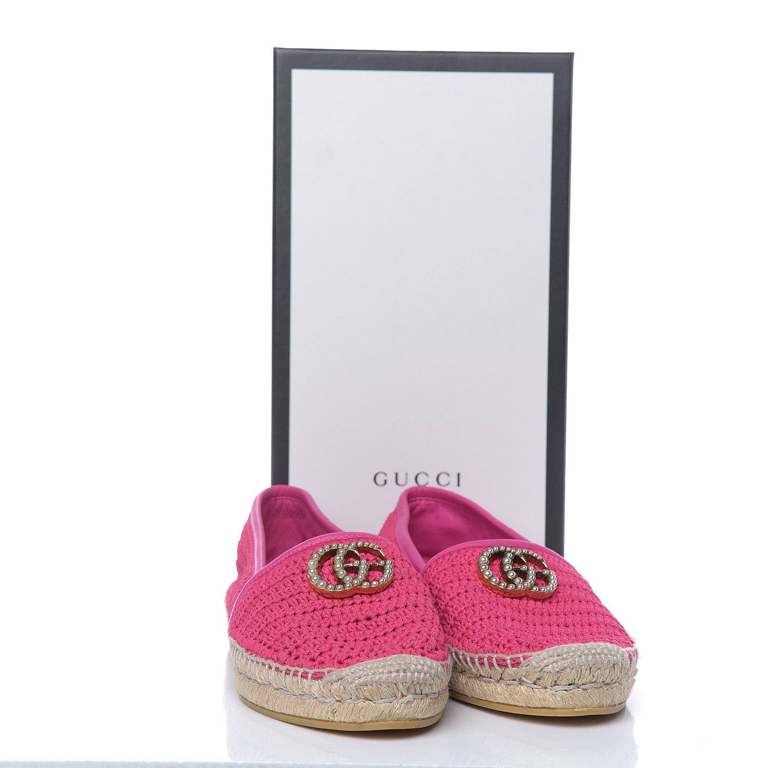 Gucci Cotton Crochet Pearly GG Marmont Espadrilles 37 Cyclamen Rose 9 of 9