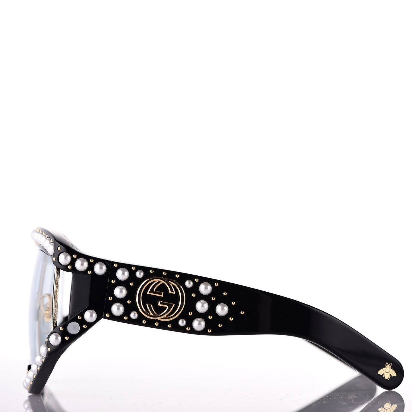 Acetate Pearl Rectangular Frame Sunglasses GG0234S Black