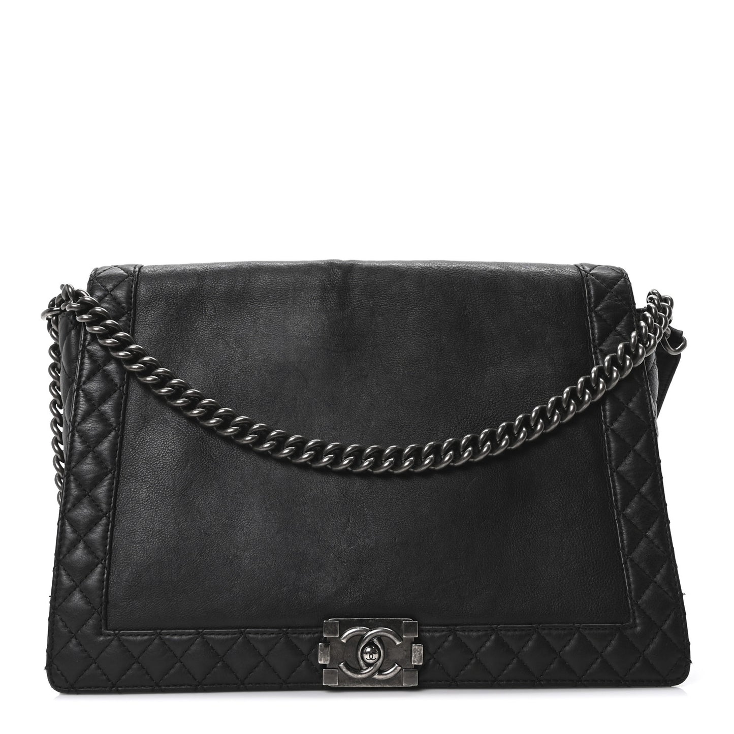 Calfskin Large Boy Reverso Flap Black