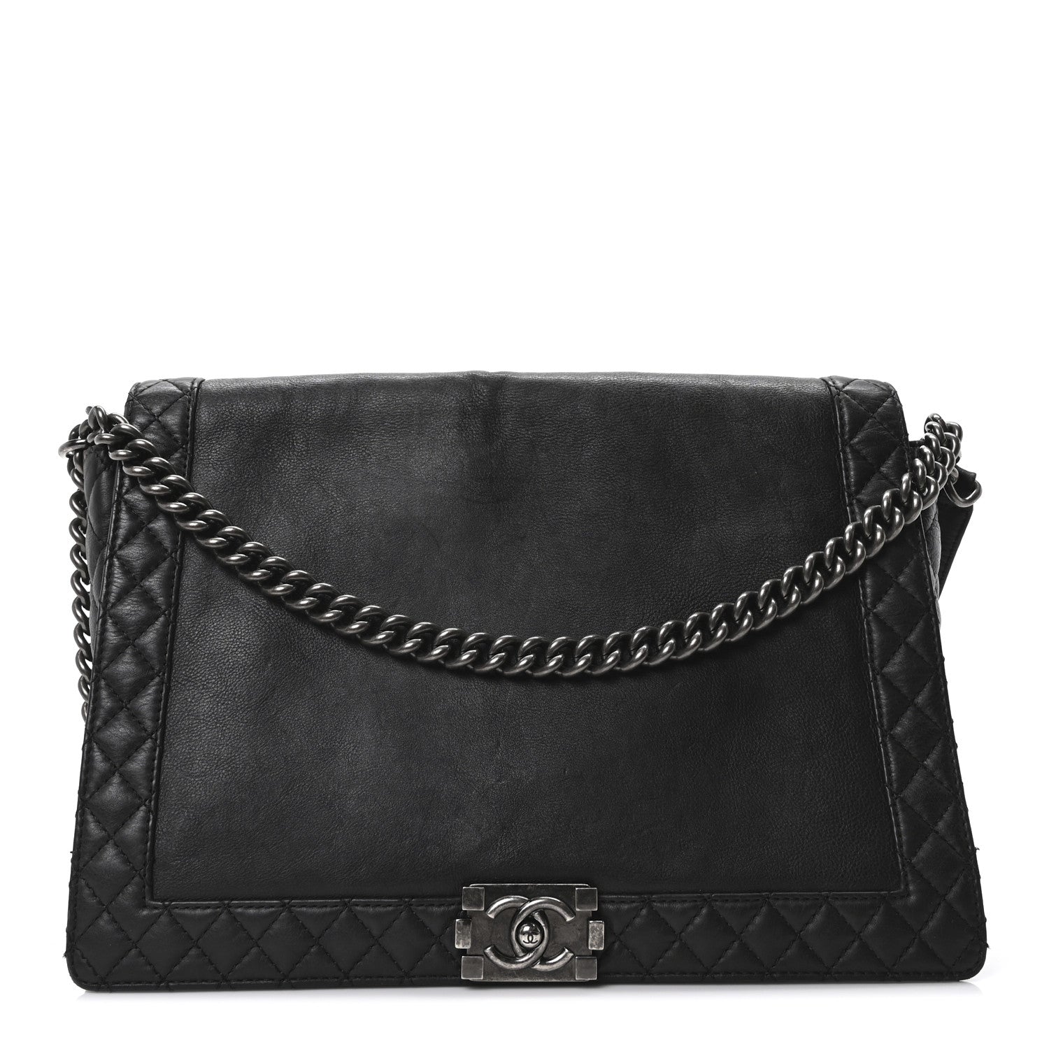 Chanel Calfskin Large Boy Reverso Flap Black 1 of 10