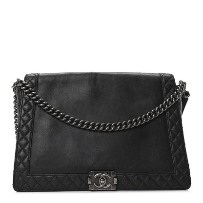 Chanel Calfskin Large Boy Reverso Flap Black 1 of 10