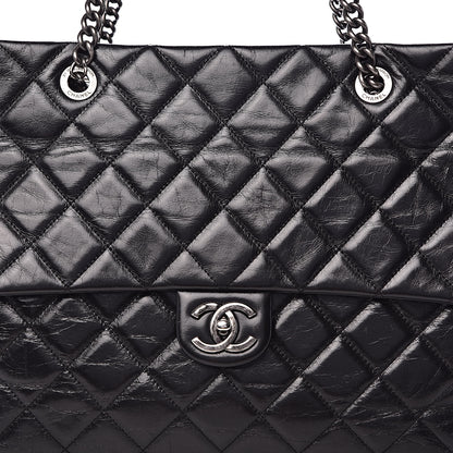 Chanel Glazed Calfskin Quilted Large Duo Color Tote Black 8 of 12