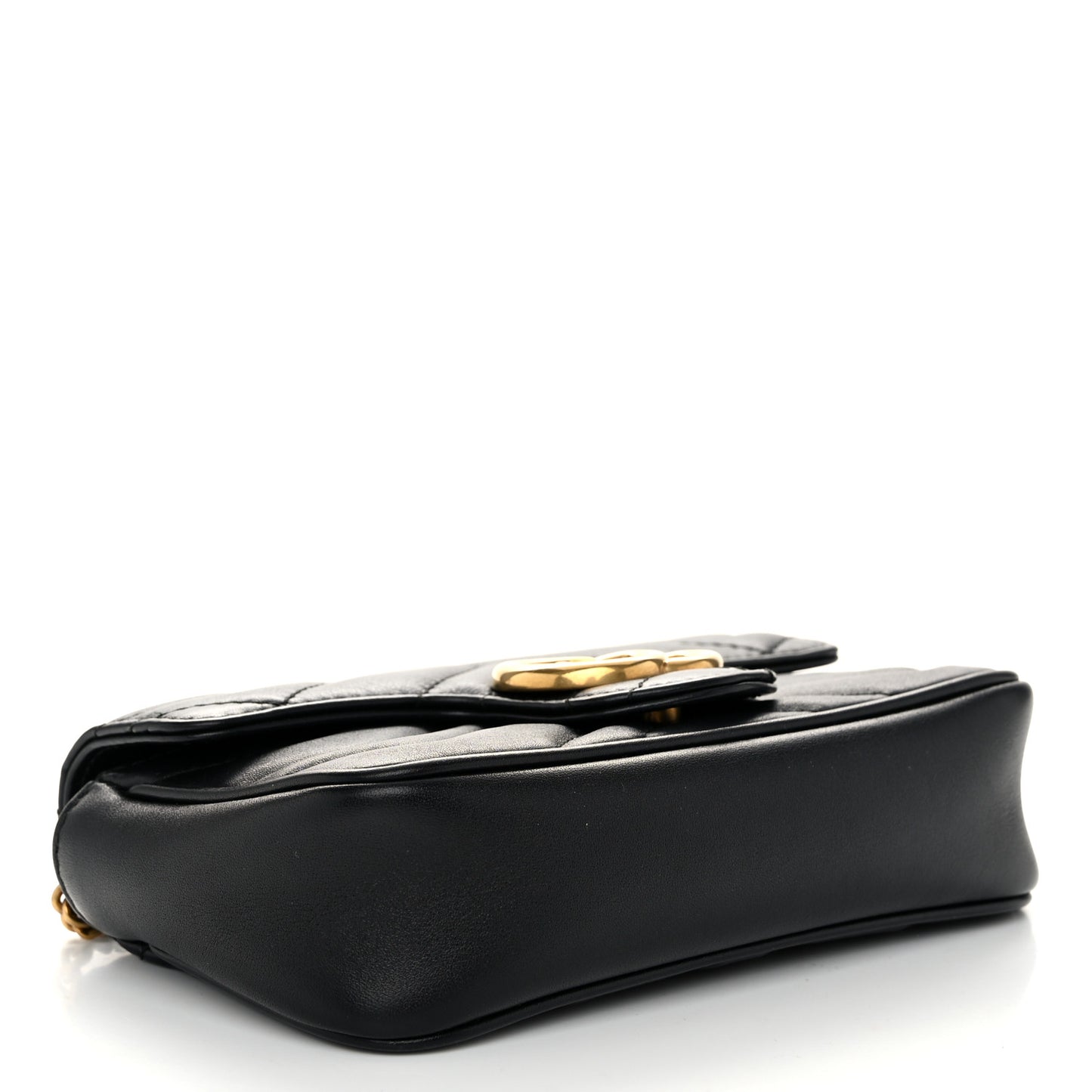 Calfskin Matelasse Super Mini GG Marmont Shoulder Bag Black