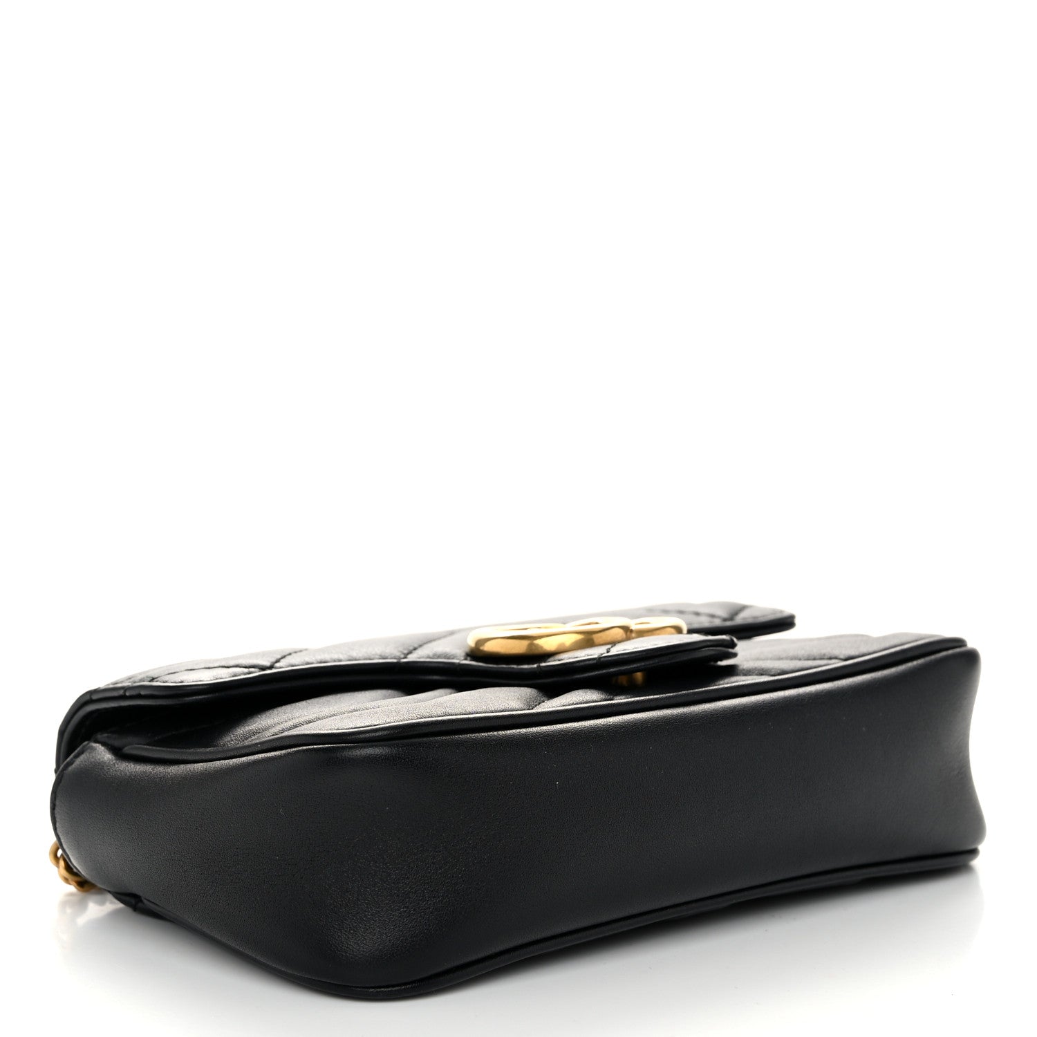 Gucci Calfskin Matelasse Super Mini GG Marmont Shoulder Bag Black 4 of 11