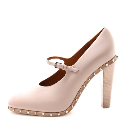 Valentino Garavani Calfskin Soul Rockstud Mary Jane 110mm Pumps 39.5 Poudre 1 of 8