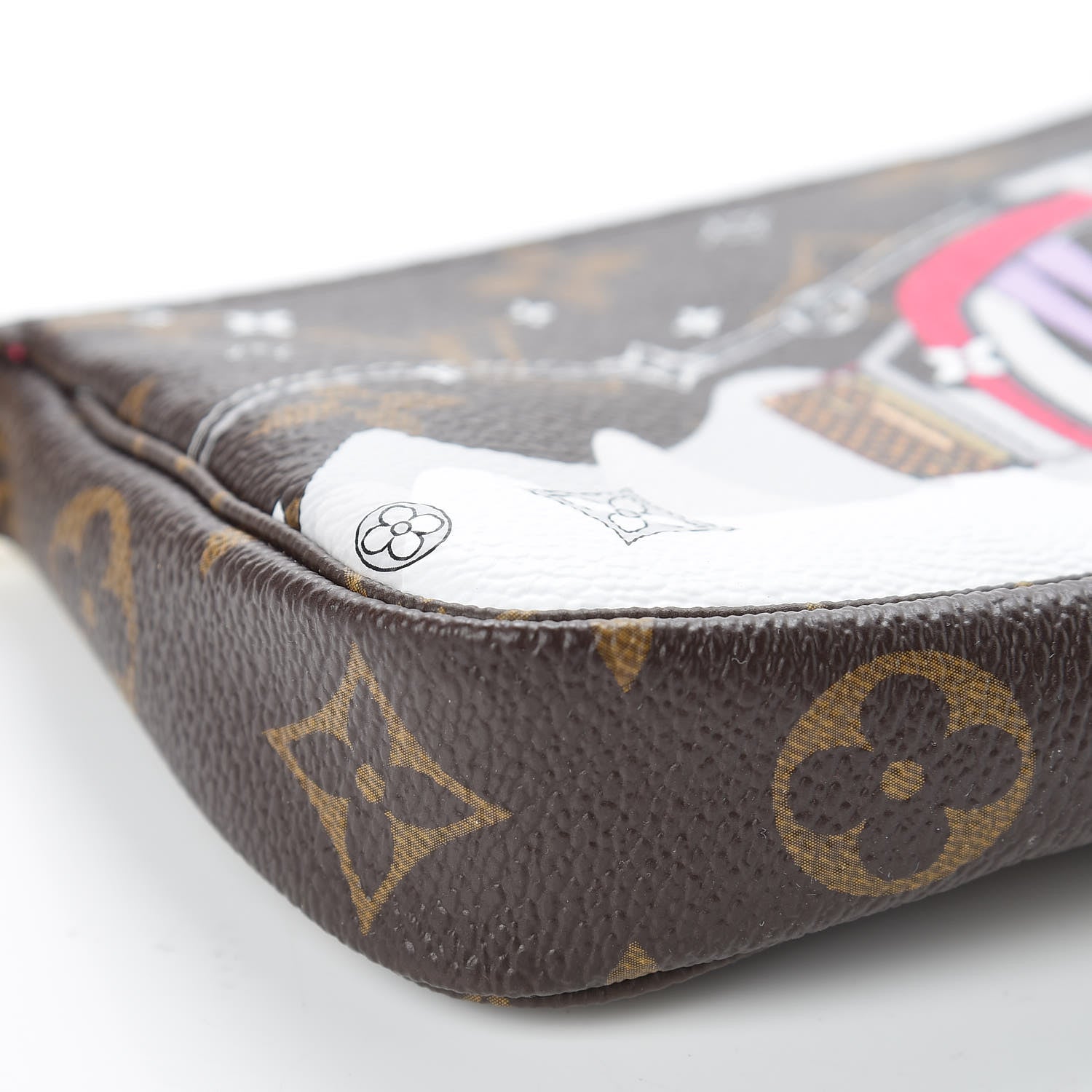 Louis Vuitton Monogram 2019 Christmas Animation Mini Courchevel Pochette Accessories Fuchsia 8 of 9