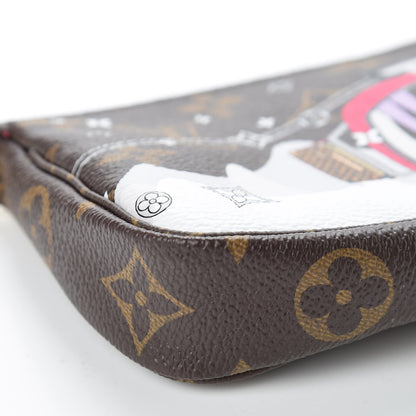 Louis Vuitton Monogram 2019 Christmas Animation Mini Courchevel Pochette Accessories Fuchsia 8 of 9
