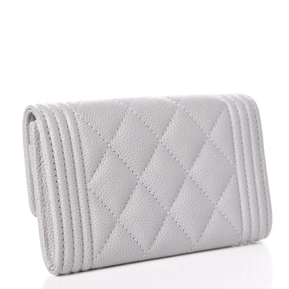 Chanel Caviar Quilted Boy Flap Card Holder Grey 3 of 9