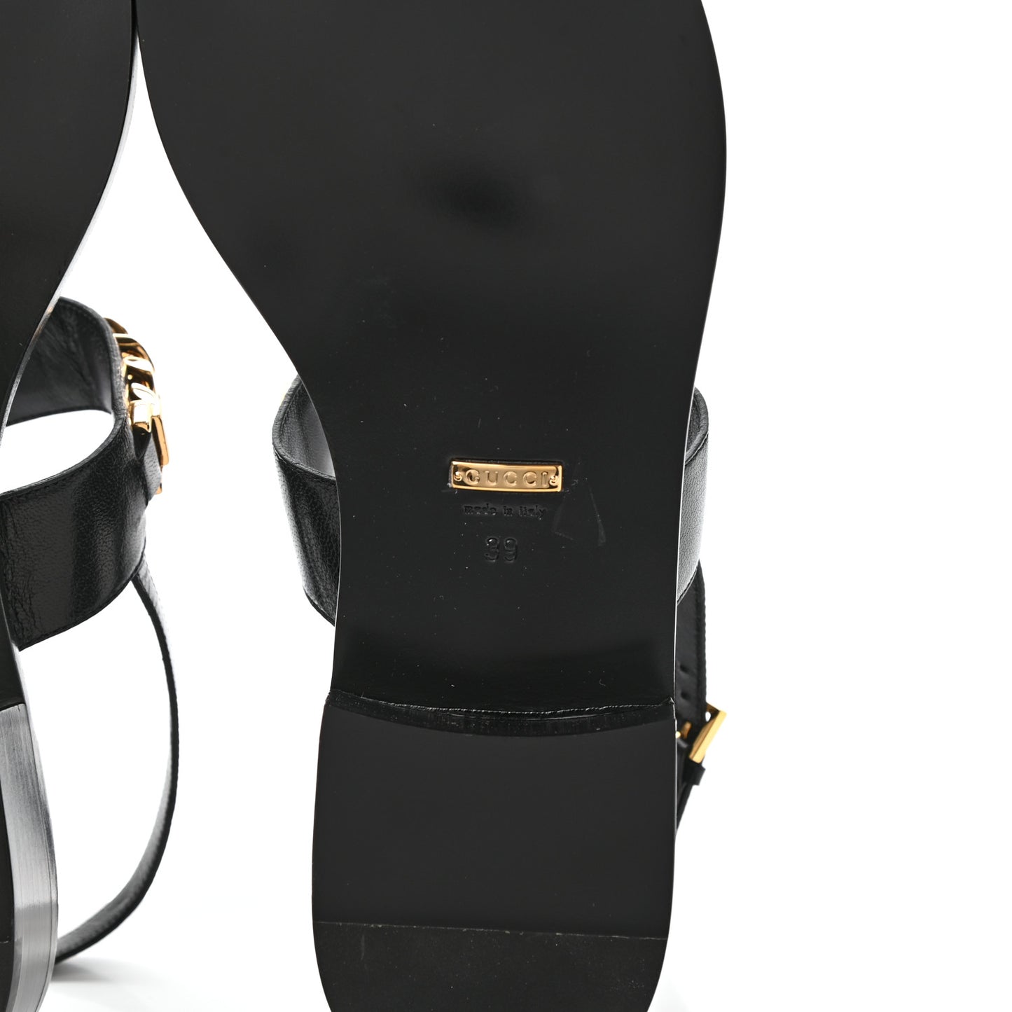 Calfskin Chain Thong Sandals 39 Black