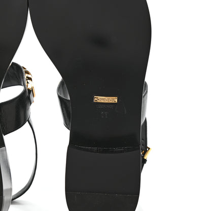 Gucci Calfskin Chain Thong Sandals 39 Black 6 of 7