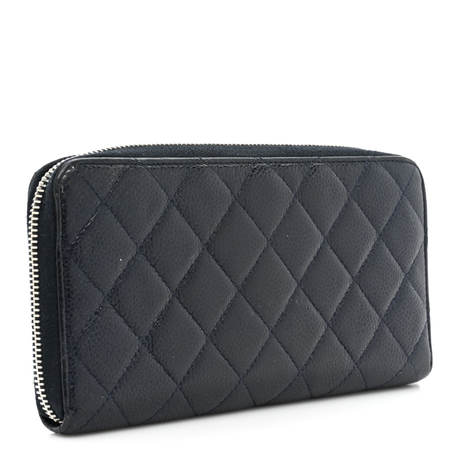 Chanel Caviar Quilted Large Gusset Zip Around Wallet Navy 3 of 22