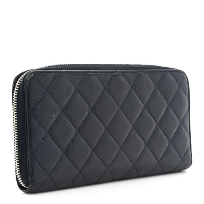 Chanel Caviar Quilted Large Gusset Zip Around Wallet Navy 3 of 22