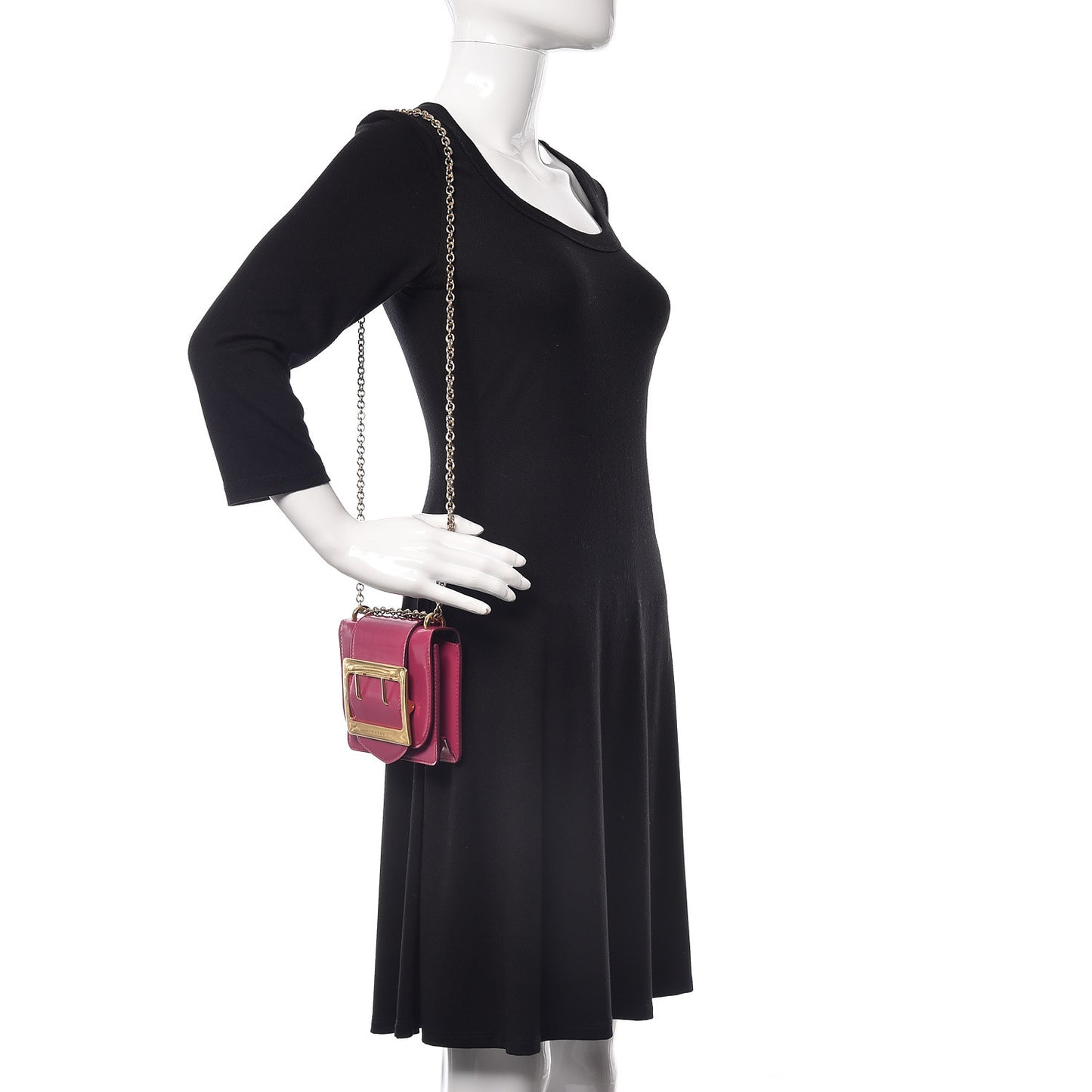 Calfskin Square Belt Shoulder Bag Plum Pink