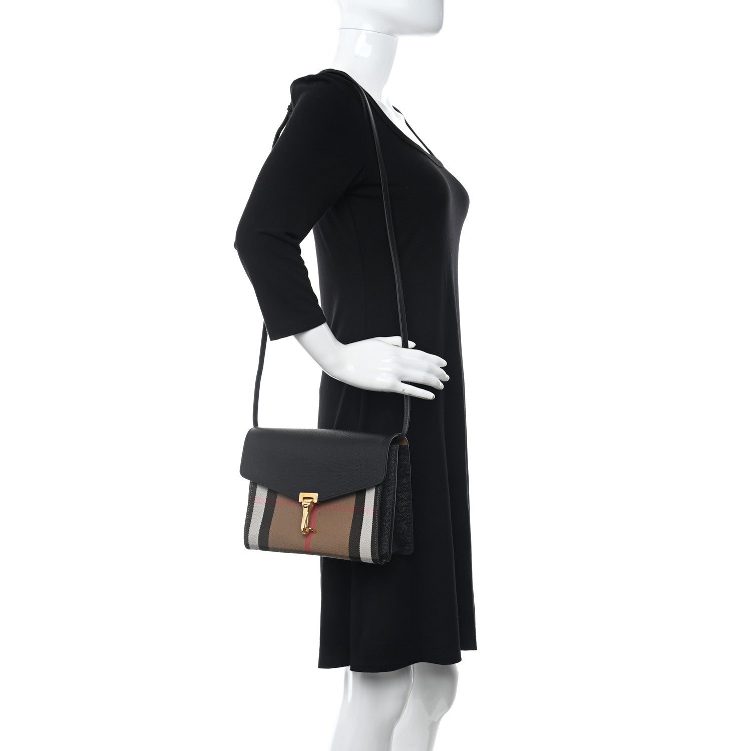 Burberry Derby Calfskin House Check Small Macken Crossbody Black 2 of 11