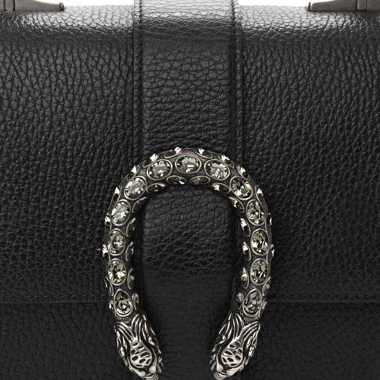 Dollar Calfskin Crystal Web Medium Dionysus Bamboo Top Handle Bag Black Black Diamond