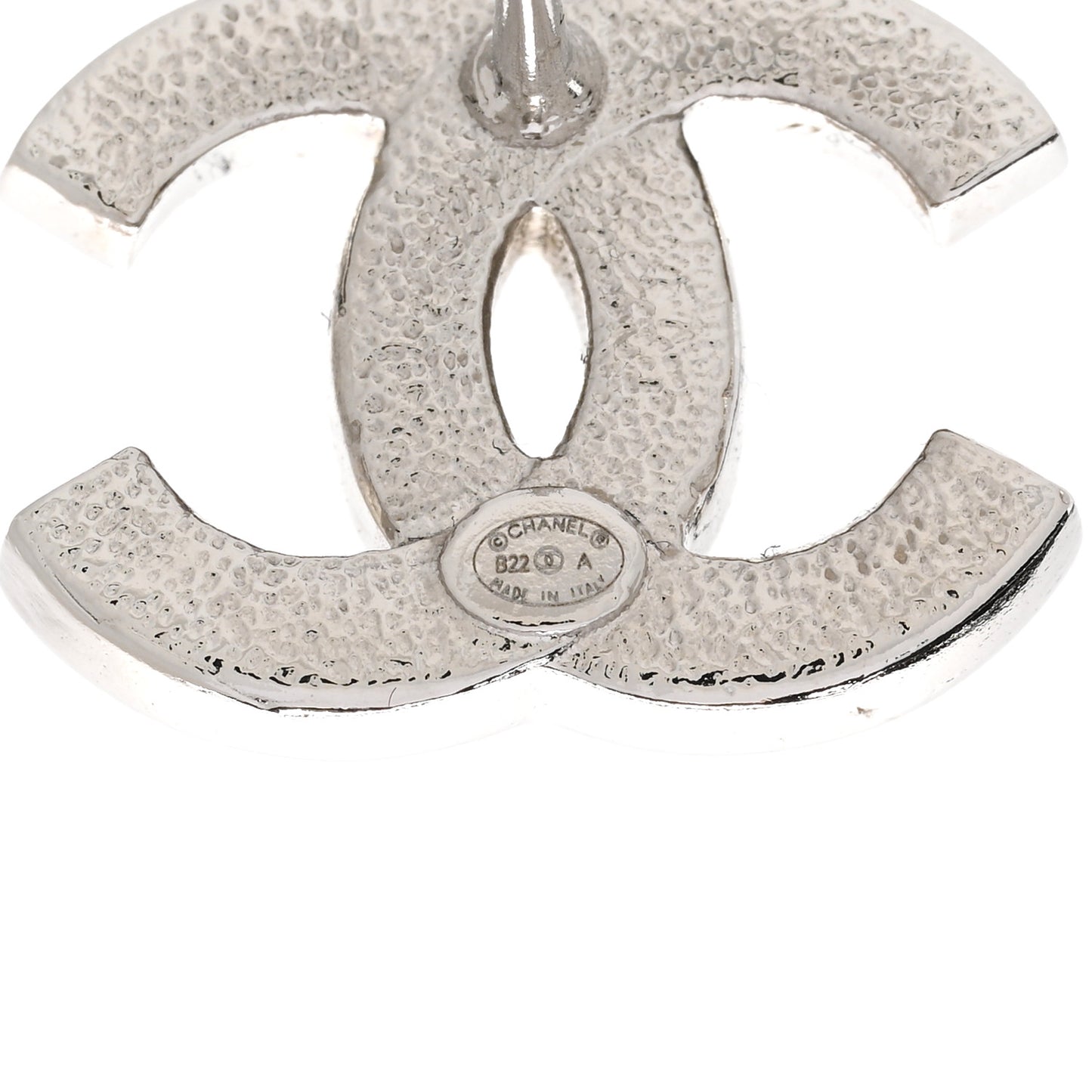Crystal CC Stud Earrings Black Silver