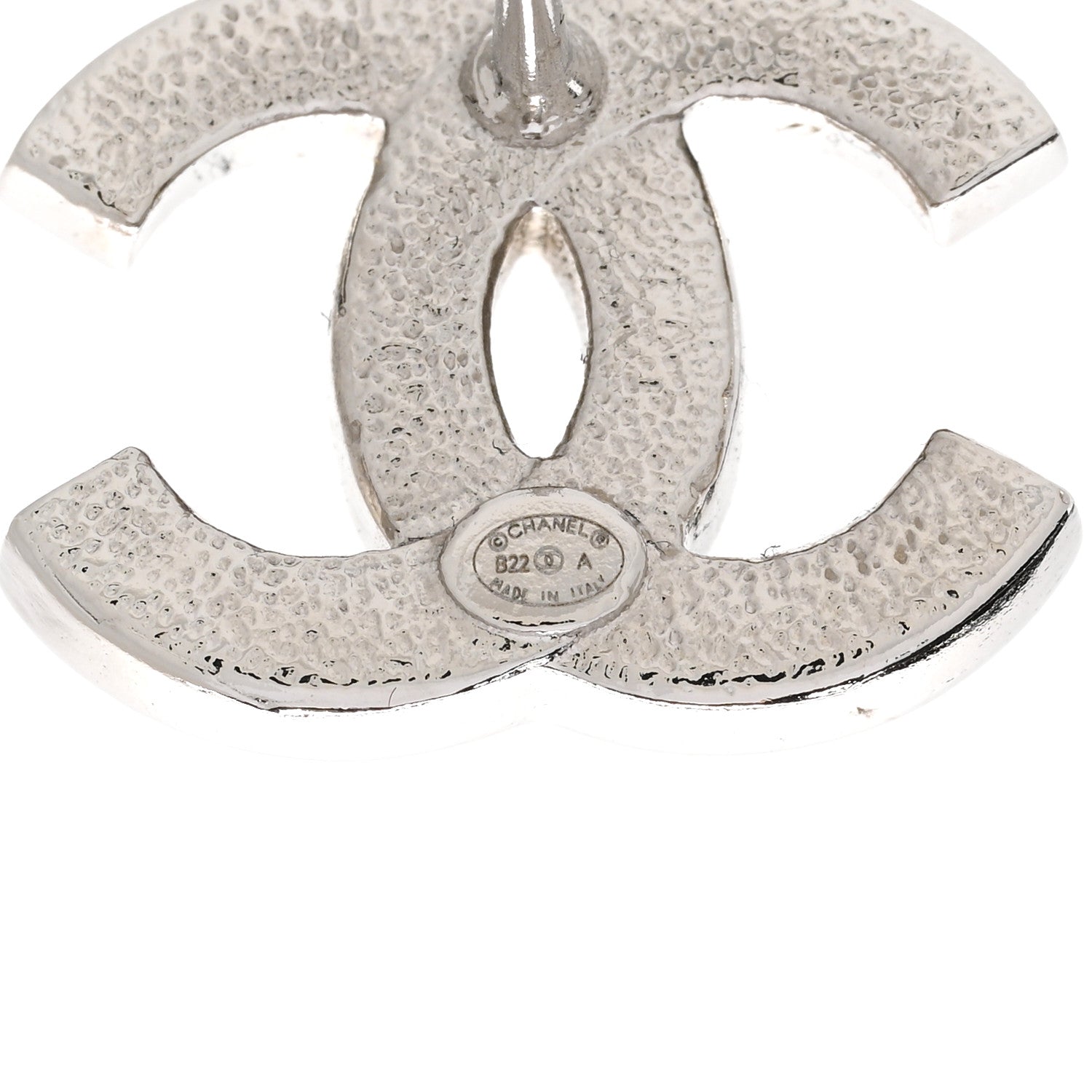 Chanel Crystal CC Stud Earrings Black Silver 4 of 7