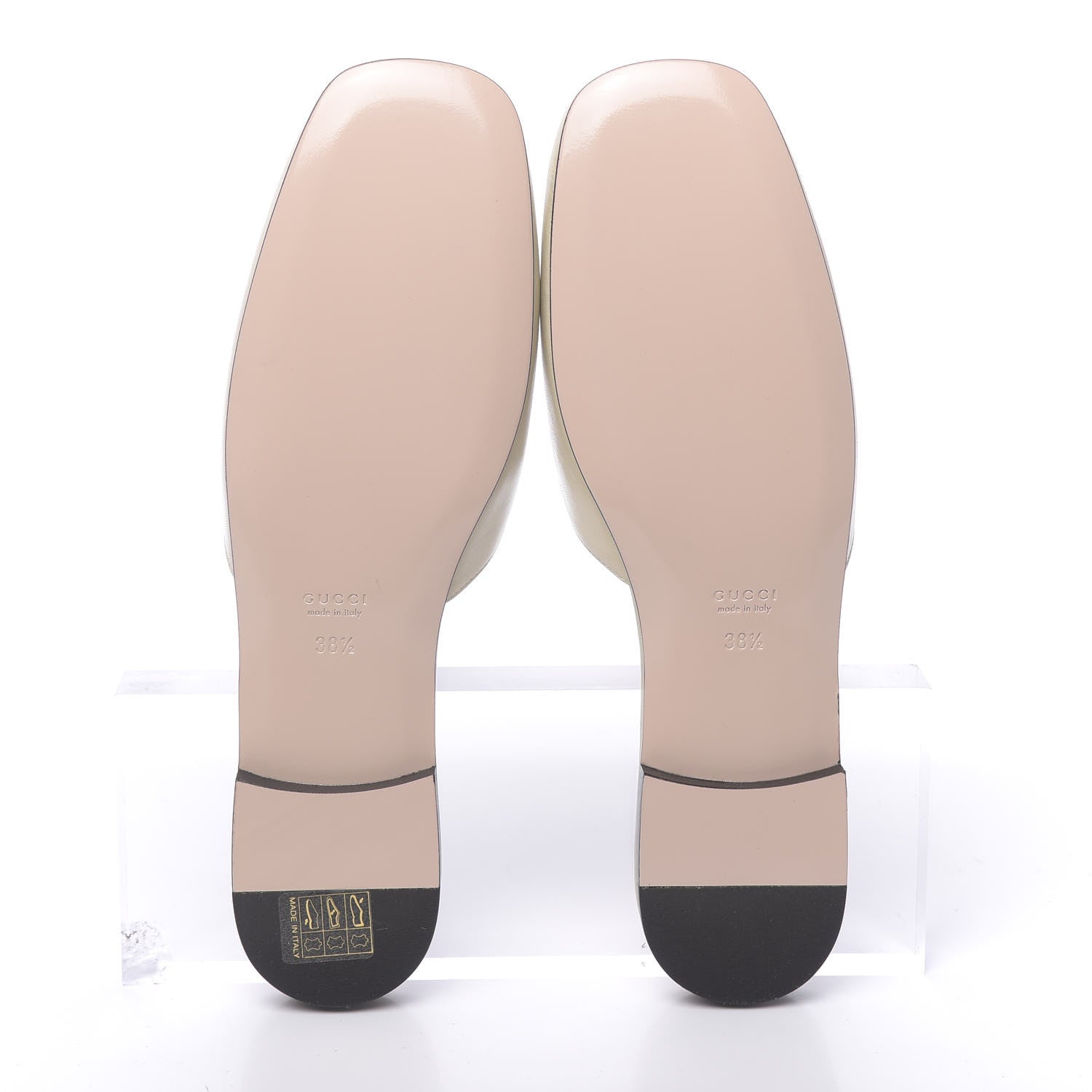 Gucci Malaga Kid Crystal Square G Madelyn Slippers 38.5 Vintage White 5 of 9