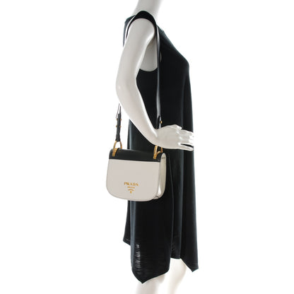 Prada City Calf Pionniere Saddle Bag Black White 2 of 6
