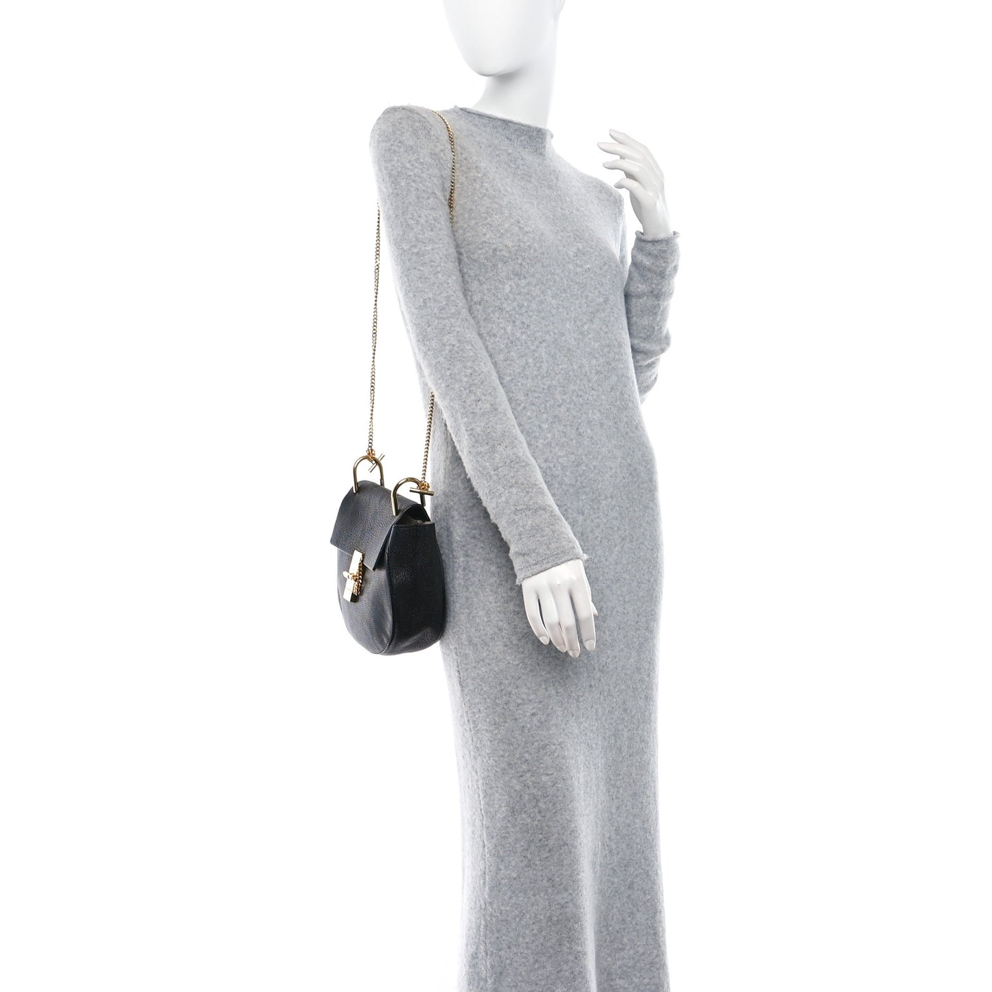Grained Lambskin Mini Drew Shoulder Bag Black