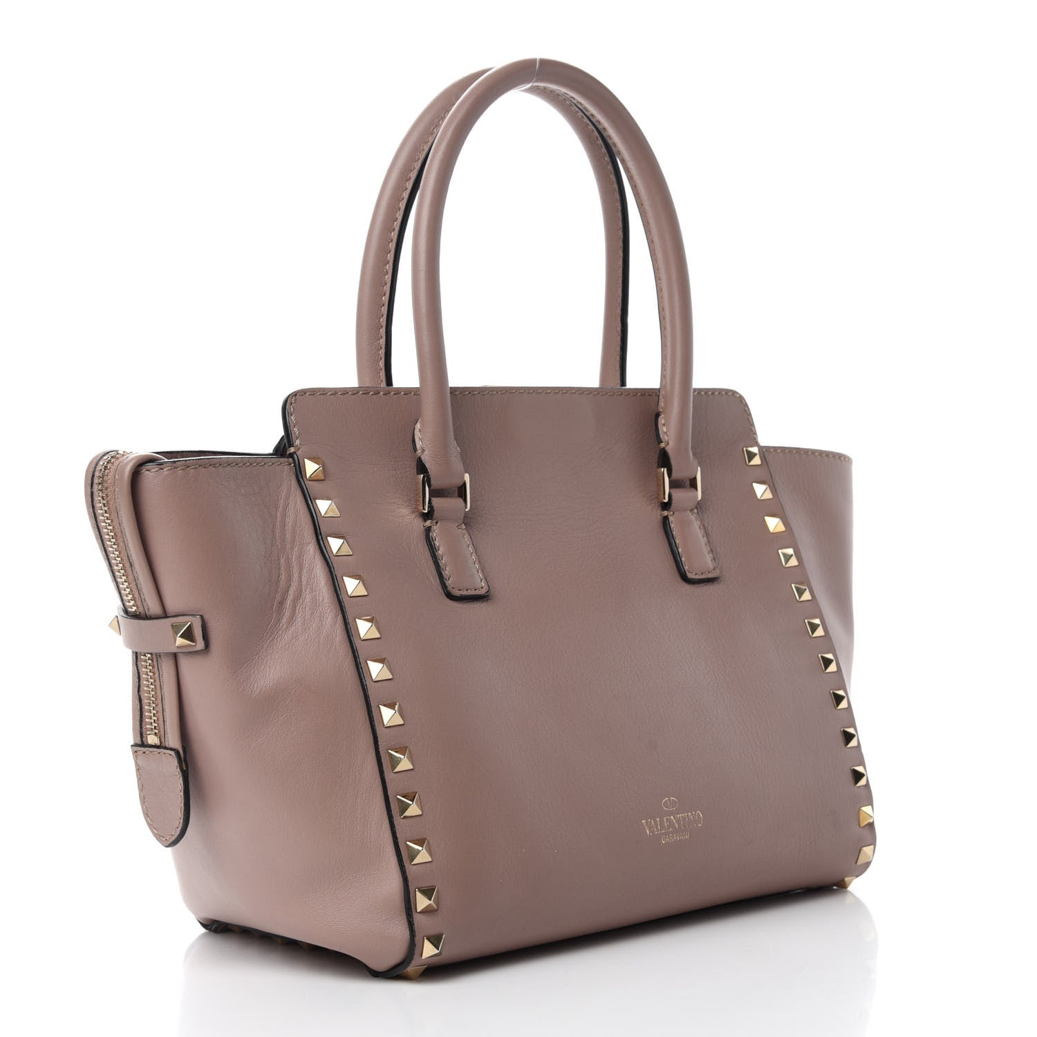 Valentino Garavani Vitello Small Rockstud Double Handle Tote Poudre 3 of 11
