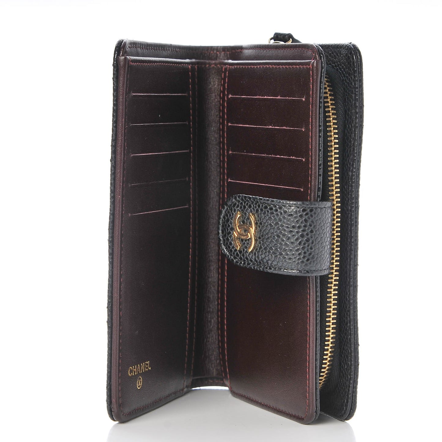 Caviar Quilted Zipped Pocket Wallet Black