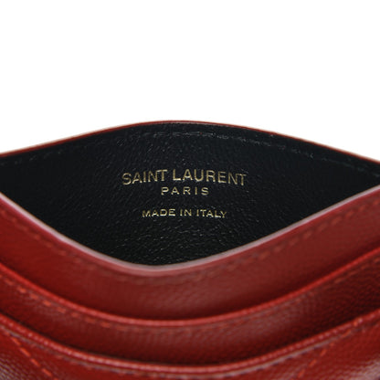 Saint Laurent Grain De Poudre Matelasse Chevron Monogram Credit Card Case New Red 5 of 6