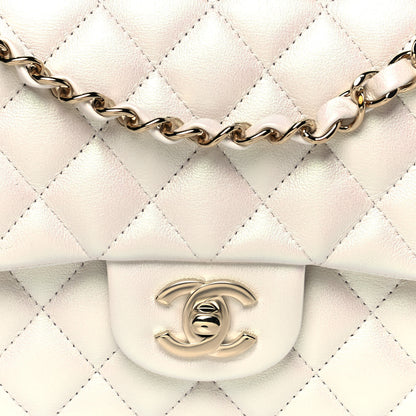 Chanel Iridescent Lambskin Quilted Medium Double Flap Ivory 8 of 13